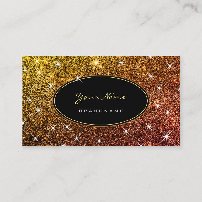 Luminous Rose Golden Glitter Glam Trendy Promotion Business Card (Front)