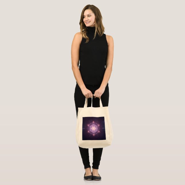 Luminous Sacred Geometry Star Pattern Tote Bag (Front (Model))