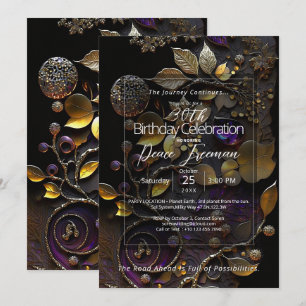 Luminous Sanctuary Botanical Gemstone Abstract Invitation