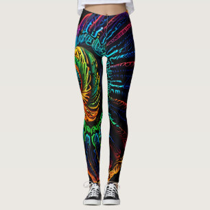 Luminous Shell Design: Nature in Neon Leggings