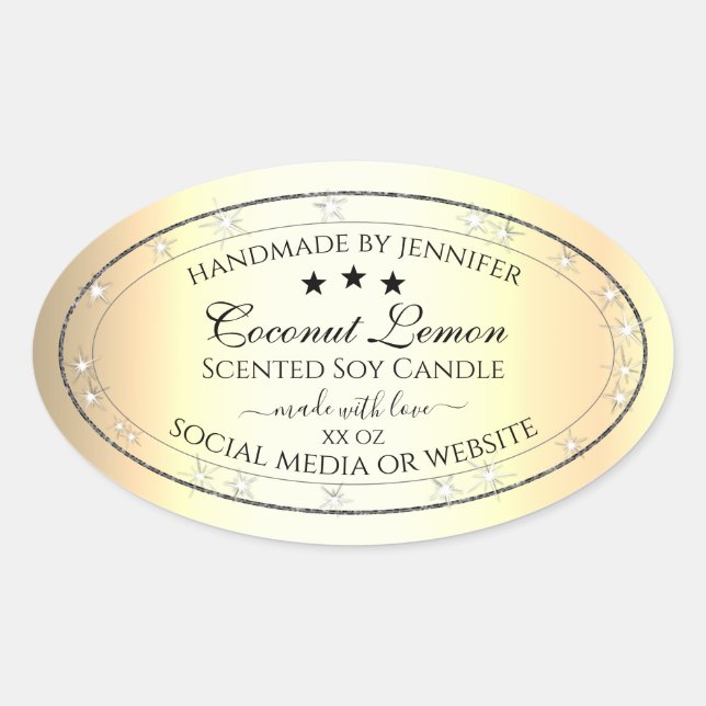 Luminous Silver Glitter Gold Effect Product Labels (Front)