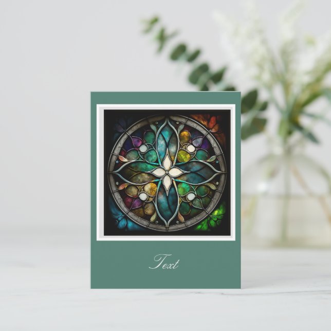 Luminous Stained Glass Cross Postcard (Standing Front)