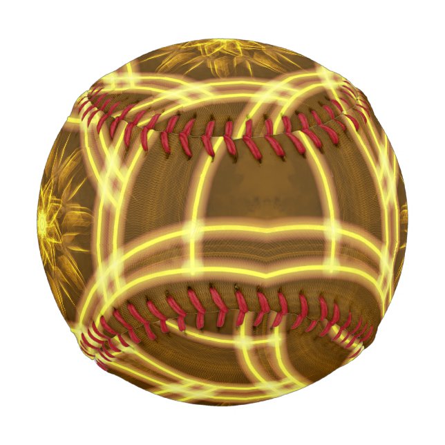 “Luminous Star Portal – Symmetrical Golden Fractal Baseball (Front)