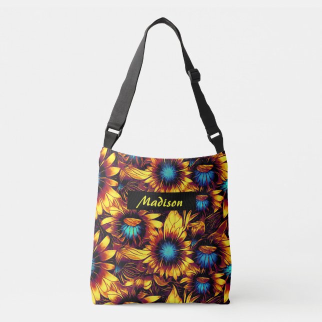 Luminous Sunflowers Crossbody Bag (Front)