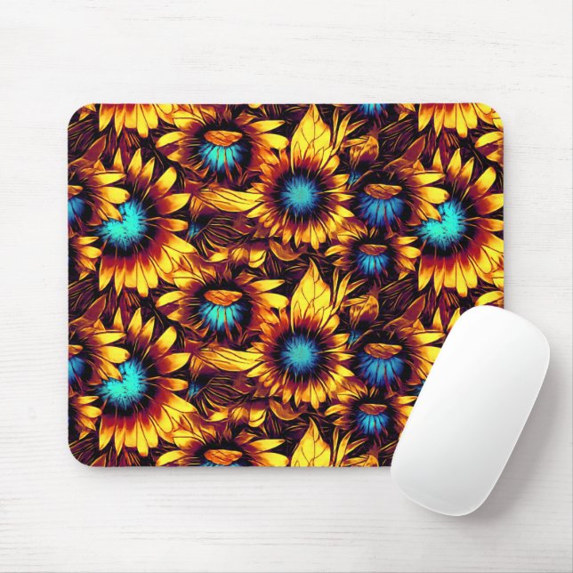 Luminous Sunflowers Mouse Mat (With Mouse)