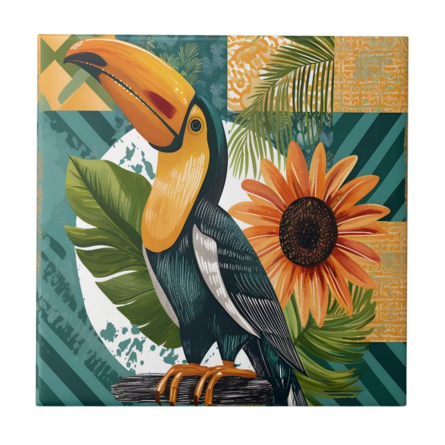 Luminous Tukan in tropical harmony Tile (Front)