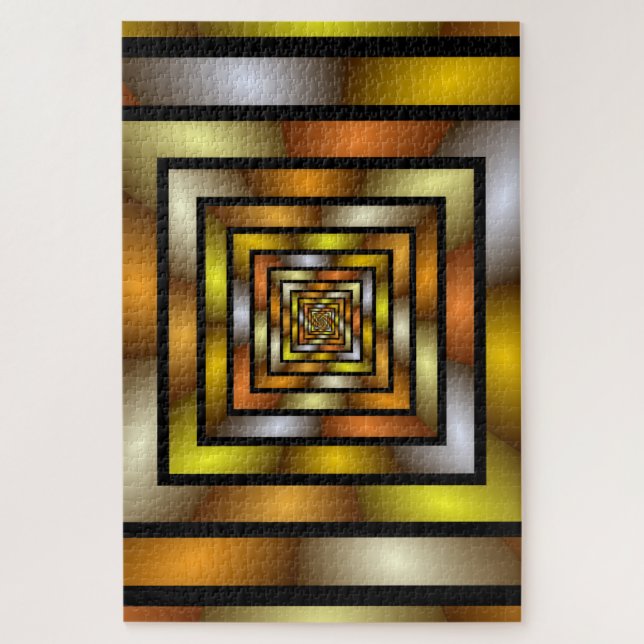 Luminous Tunnel Colorful Trippy Fractal Graphic Jigsaw Puzzle (Vertical)