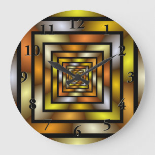 Luminous Tunnel Colourful Graphic Fractal Pattern Large Clock