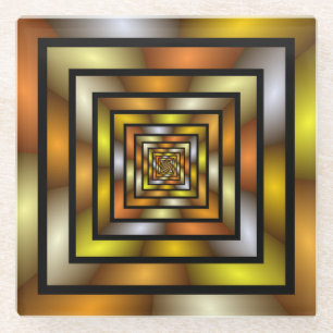 Luminous Tunnel Colourful Trippy Fractal Graphic Glass Coaster