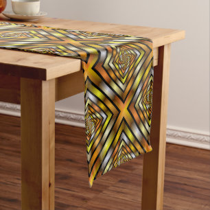 Luminous Tunnel Colourful Trippy Fractal Graphic Medium Table Runner