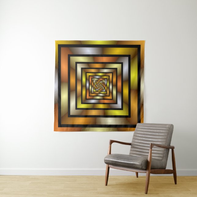 Luminous Tunnel Colourful Trippy Fractal Graphic Tapestry (In Situ)