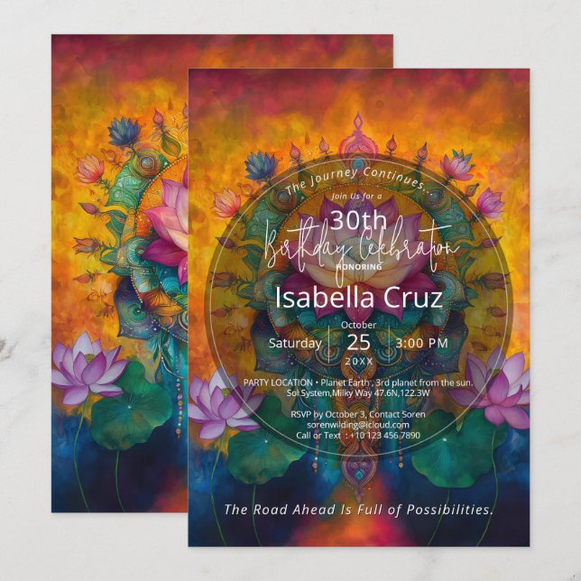 Luminous Unfolding | Lotus Flower Design Invitation (Front/Back)