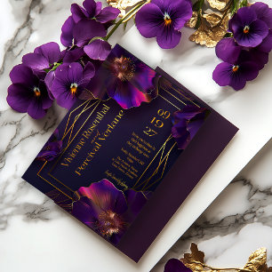 Luminous Violets Modern Purple Floral Wedding Invitation