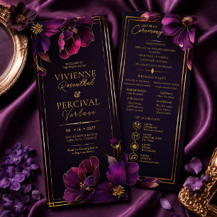 Luminous Violets Purple Floral Wedding Program Programme