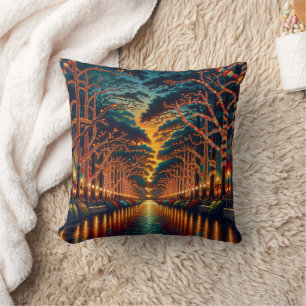 “Luminous Waterway: Riverwalk" Cushion