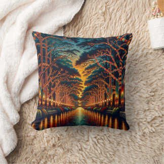 “Luminous Waterway: Riverwalk" Cushion