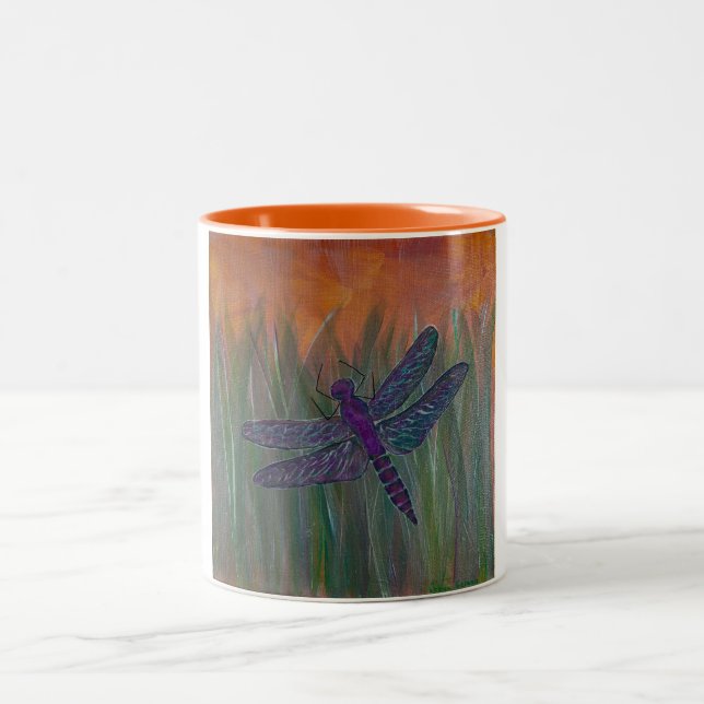 Luminous Wind Dragonfly Two-Tone Coffee Mug (Center)