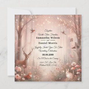 Luminous Woodland Realm of Sparkle and Bloom Invitation