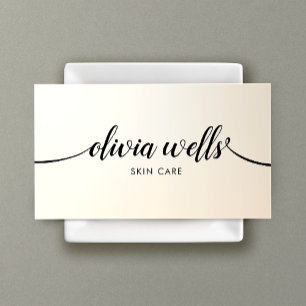 Luminous Yellow Gold Calligraphy Salon Spa Business Card