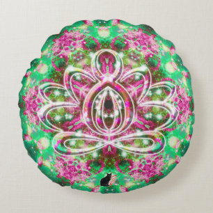 Luminous Zen Lotus Round Pillow