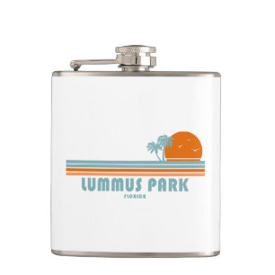 Lummus Park Florida Sun Palm Trees Hip Flask