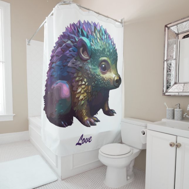Lumos the Hedgehog Shower Curtain (In Situ)