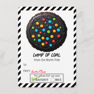 Lump of Coal Christmas Cookie Backer Favour Card