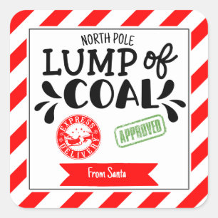 Lump of Coal funny funky Christmas Santa Square Sticker