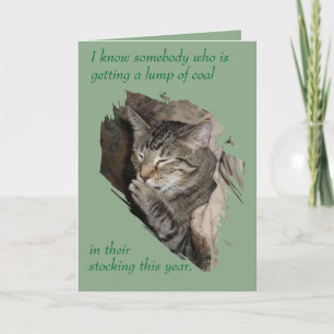 Lump of Coal Laughing Cat holiday card