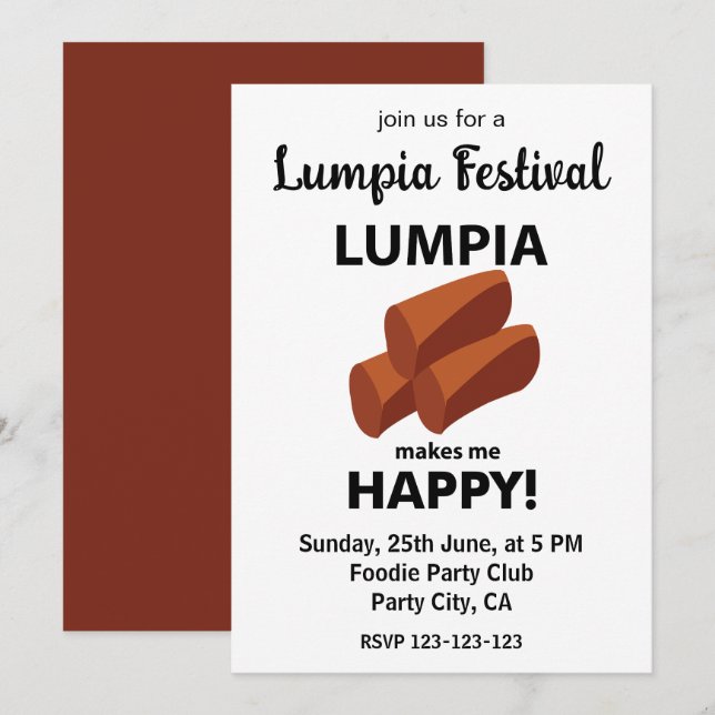 Lumpia Makes Me Happy Lumpia Festival  Invitation (Front/Back)