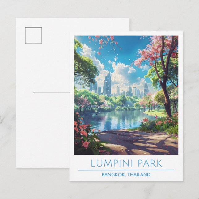 Lumpini Park Bangkok Thailand Vintage Travel  Postcard (Front/Back)