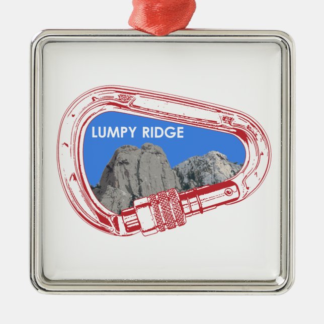 Lumpy Ridge Rock Climbing Carabiner Metal Tree Decoration (Front)
