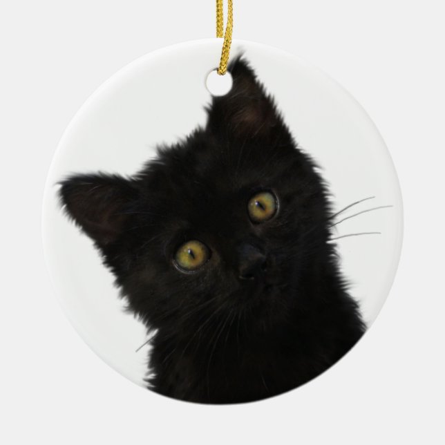 Luna Bella Black Kitten Ceramic Tree Decoration (Front)