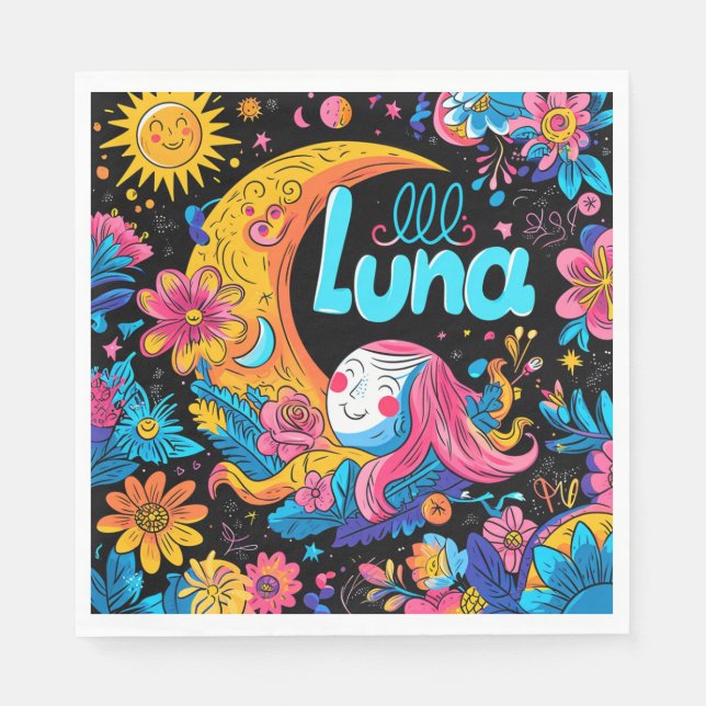 Luna Birthday Napkin (Front)
