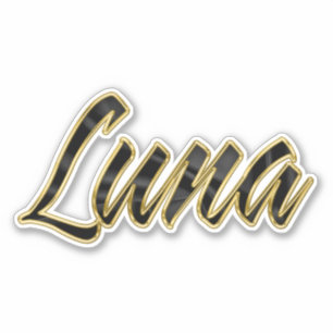 Luna black gold lettering sticker