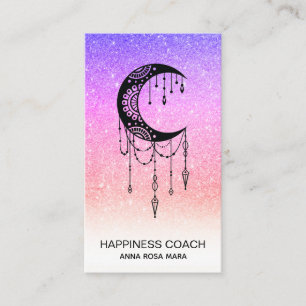 *~* Luna Crescent Moon Talisman Shaman Glitter Business Card