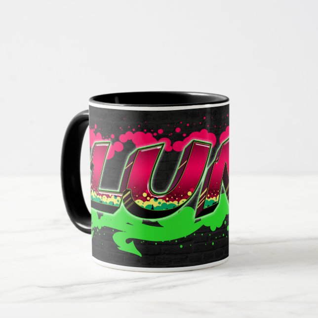 Luna First name name Graffiti red green Tasse Mug (Front Left)