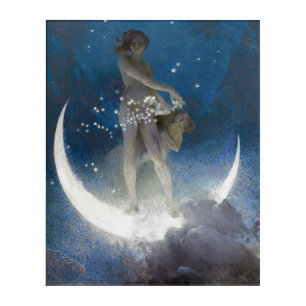 Luna Goddess at Night Scattering Stars Acrylic Print