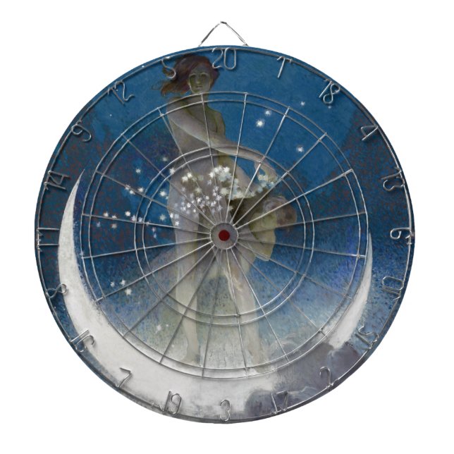 Luna Goddess at Night Scattering Stars Dartboard (Front)