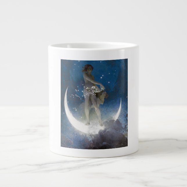Luna Goddess at Night Scattering Stars Large Coffee Mug (Front)
