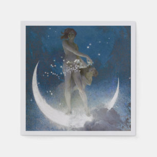 Luna Goddess at Night Scattering Stars Napkin
