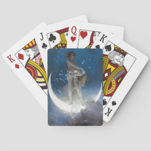 Luna Goddess at Night Scattering Stars Playing Cards