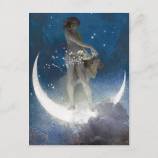Luna Goddess at Night Scattering Stars Postcard