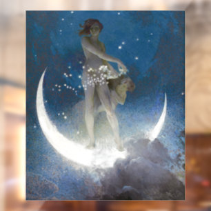 Luna Goddess at Night Scattering Stars Window Cling