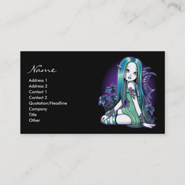 "Luna" Gothic Moon Lilly Fairy Art business cards (Front)