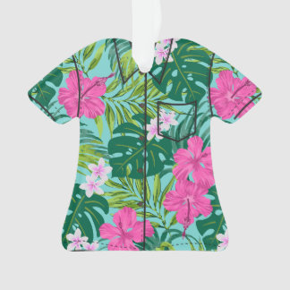 Luna Hibiscus Garden Hawaiian Aloha Shirt- Aqua Ornament