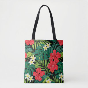 Luna Hibiscus Garden Hawaiian - Black Beach Bag