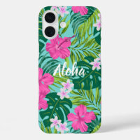 Luna Hibiscus Garden Hawaiian - Pink and Turq