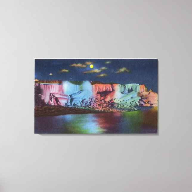 Luna Island Night View of New Rainbow Bridge Canvas Print (Front)