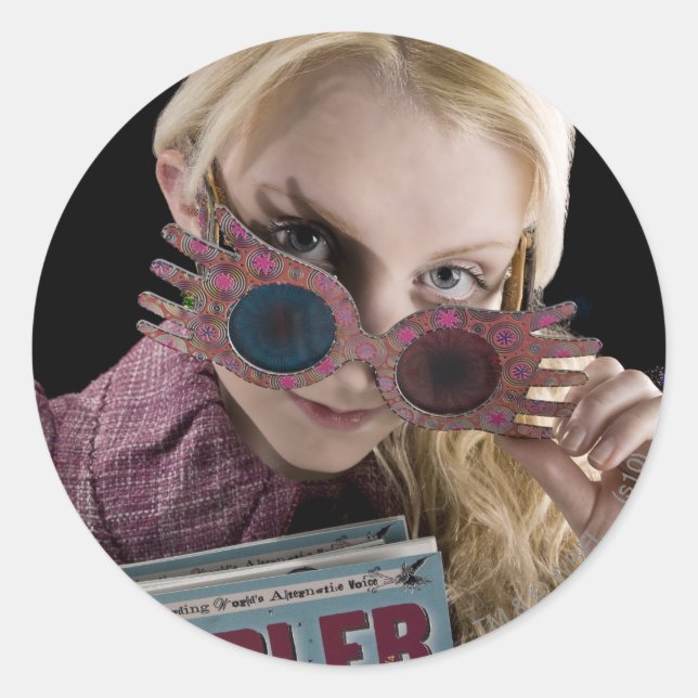 Luna Lovegood Peeks Over Glasses Classic Round Sticker (Front)